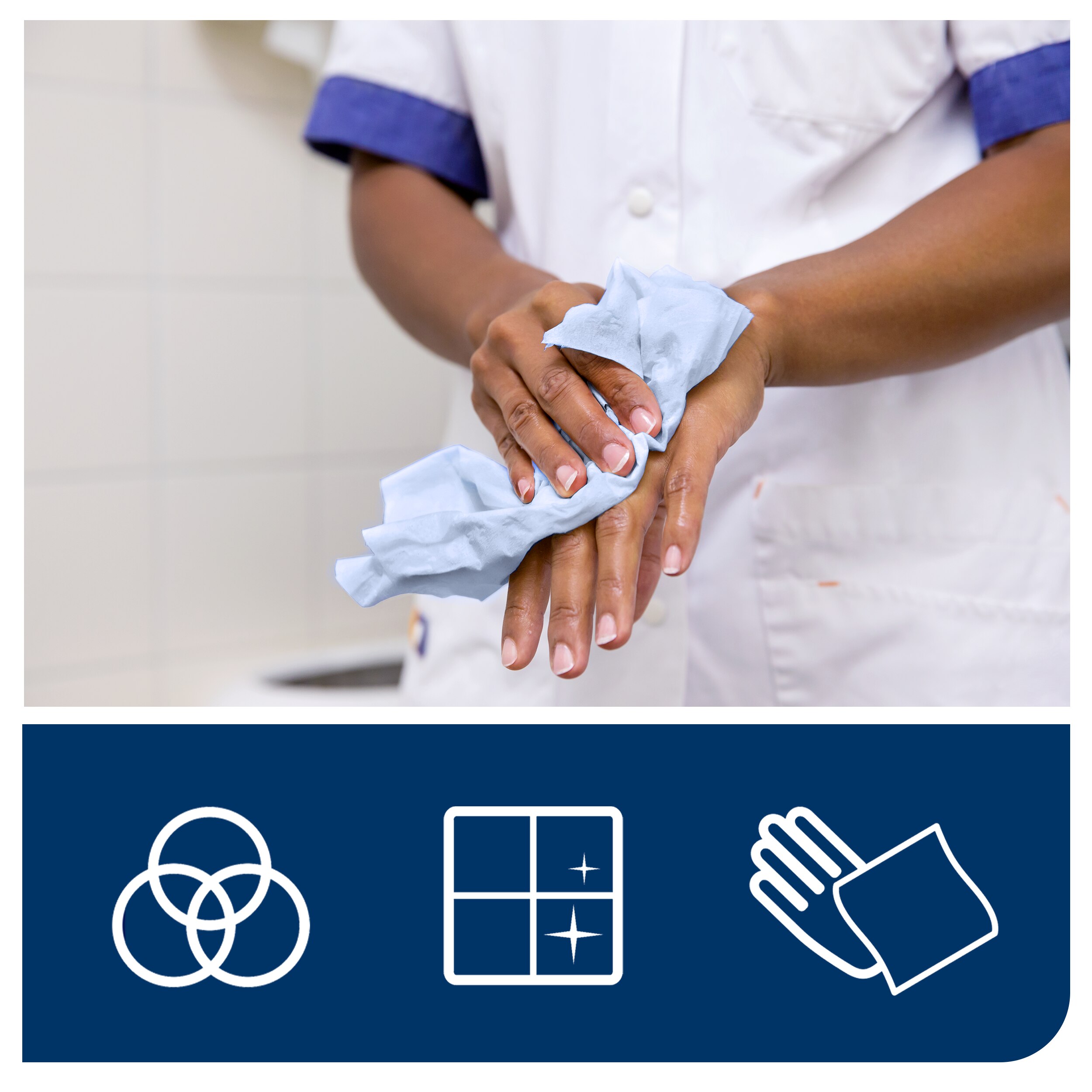 Papierová utierka v rolke, 1vrstvová, modrá, M2, 19 cm / 320 m