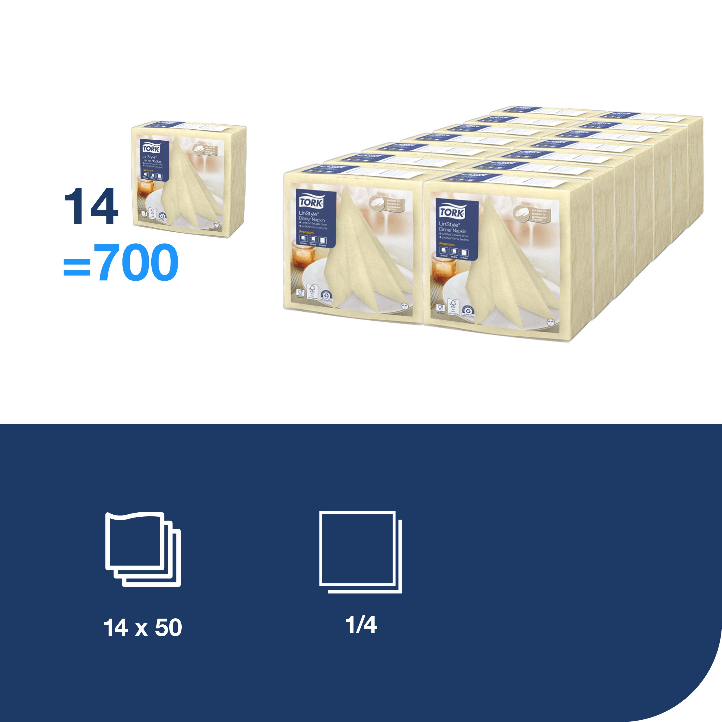 Obrúsky Linstyle PREMIUM 39 x 39 cm, champagne, 50 ks