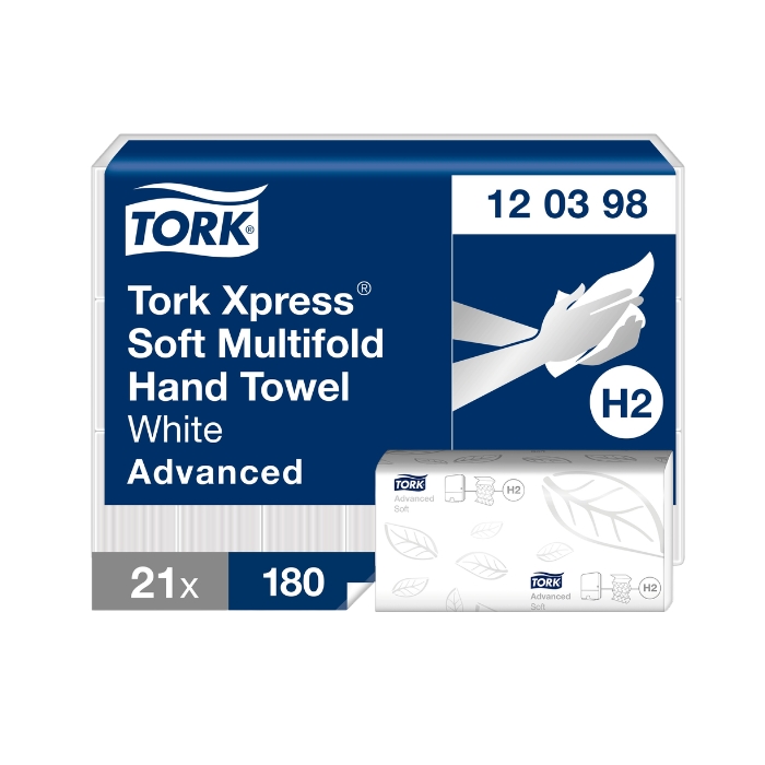 Papierové uteráky Tork Xpress Multifold Advanced 2-vr., H2, 180 útr., 21,2 x 25,5 cm