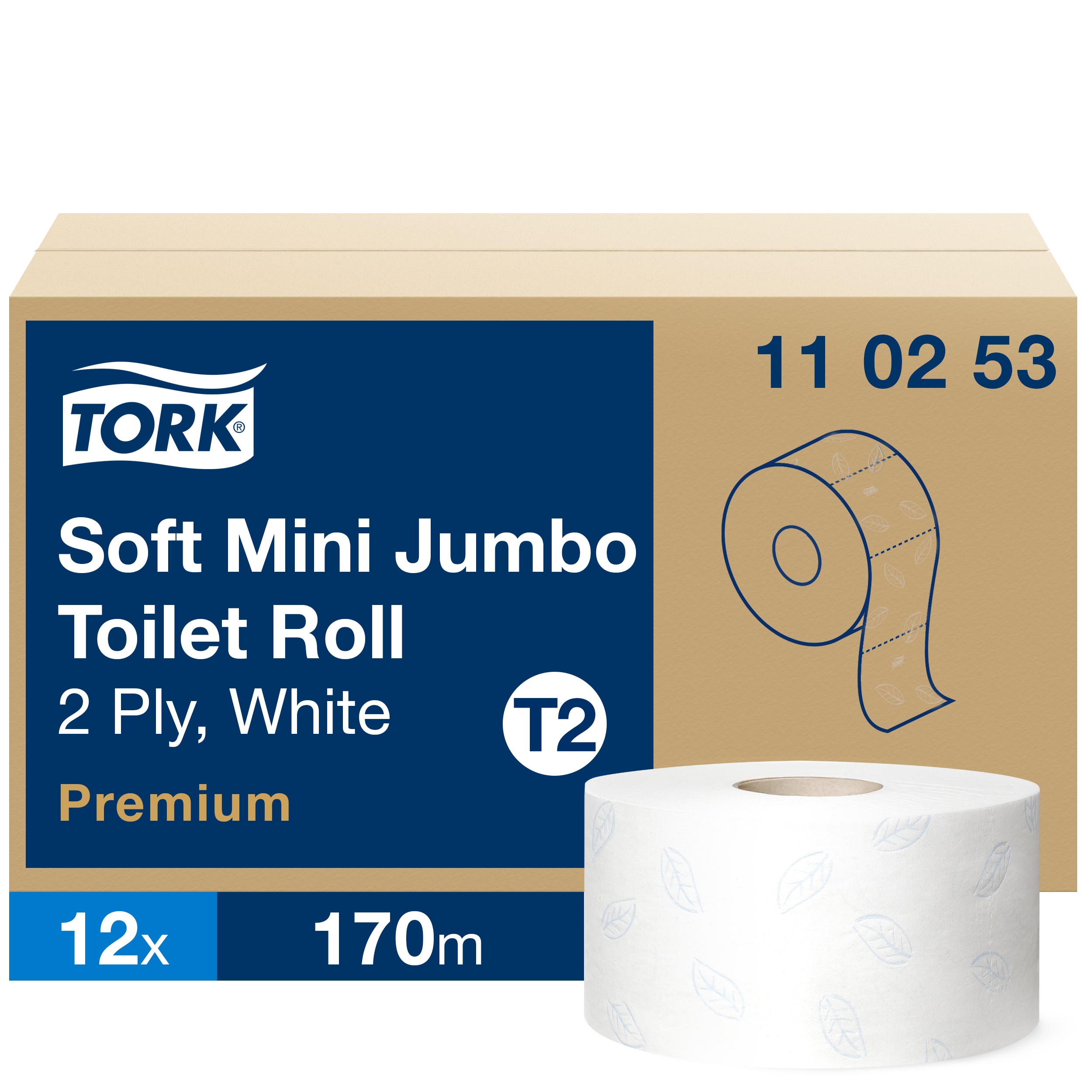 Toaletný papier JUMBO Premium MINI 2vrstvový, návin 170m, počet útržkov 850, farba biela,