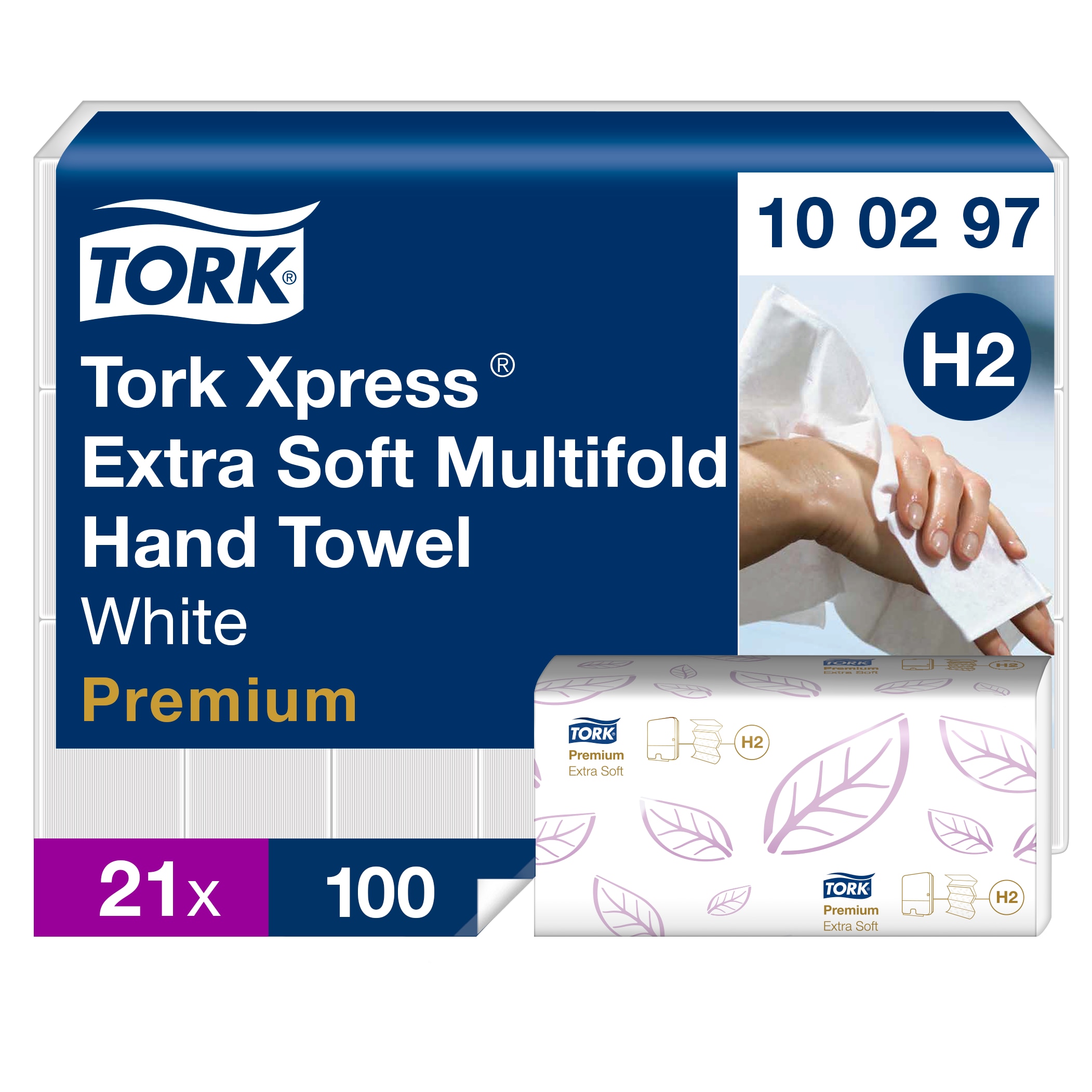 Papierové uteráky Tork Xpress extra jemné Multifold Premium 2-vr. H2, 100 útr., 21,2 x 34 cm
