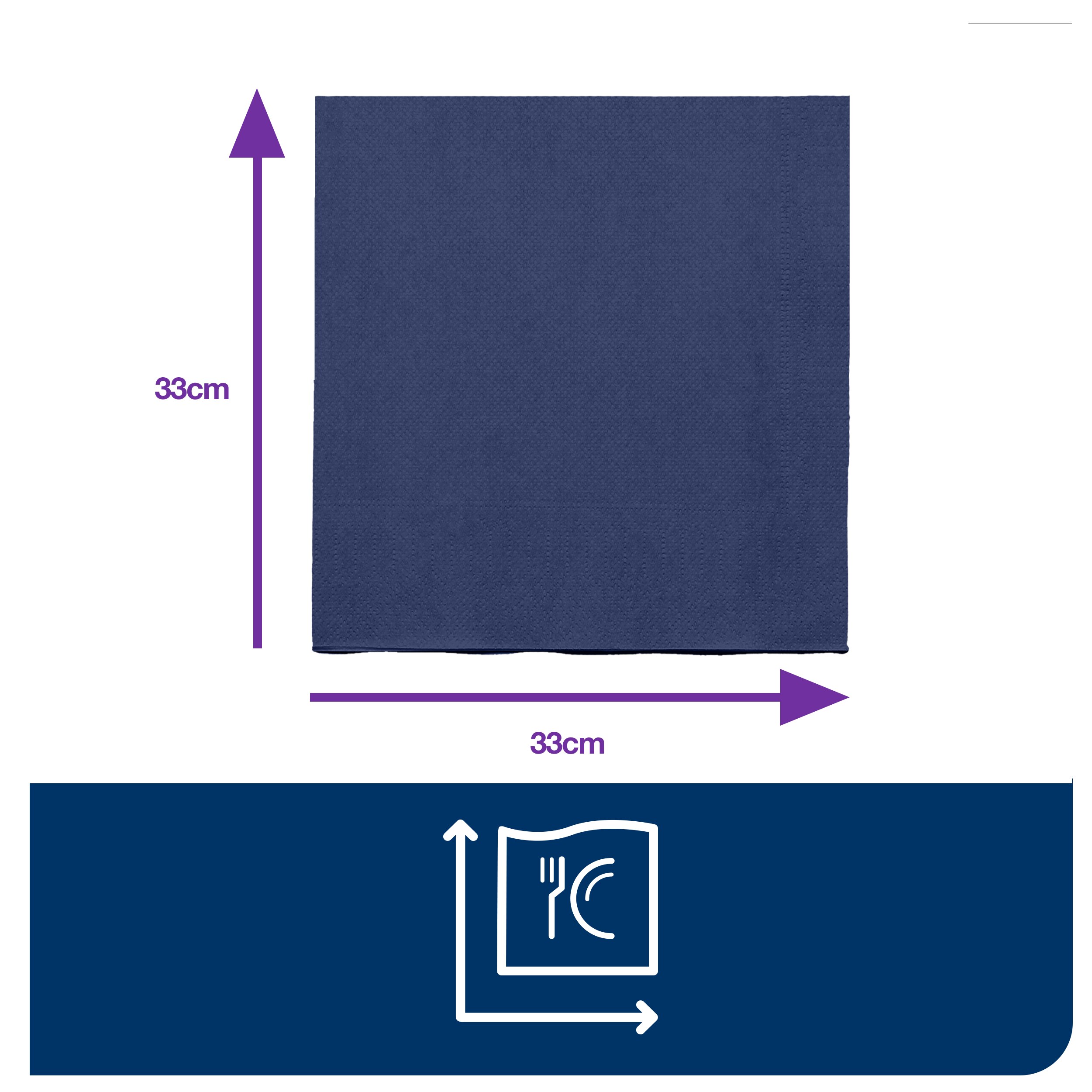 Papierové obrúsky 33 x 33 cm, 2-vr., tm. modré, 200 ks