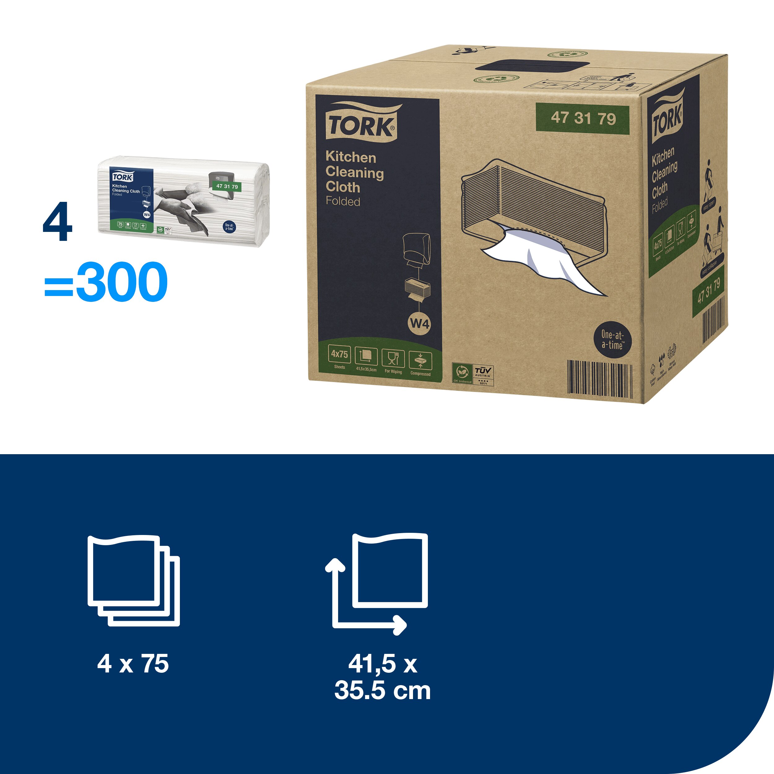 Utierky na čistenie IMPACT, W4, biele, no wowen, 35,5 x 41,5 cm, 75 ks
