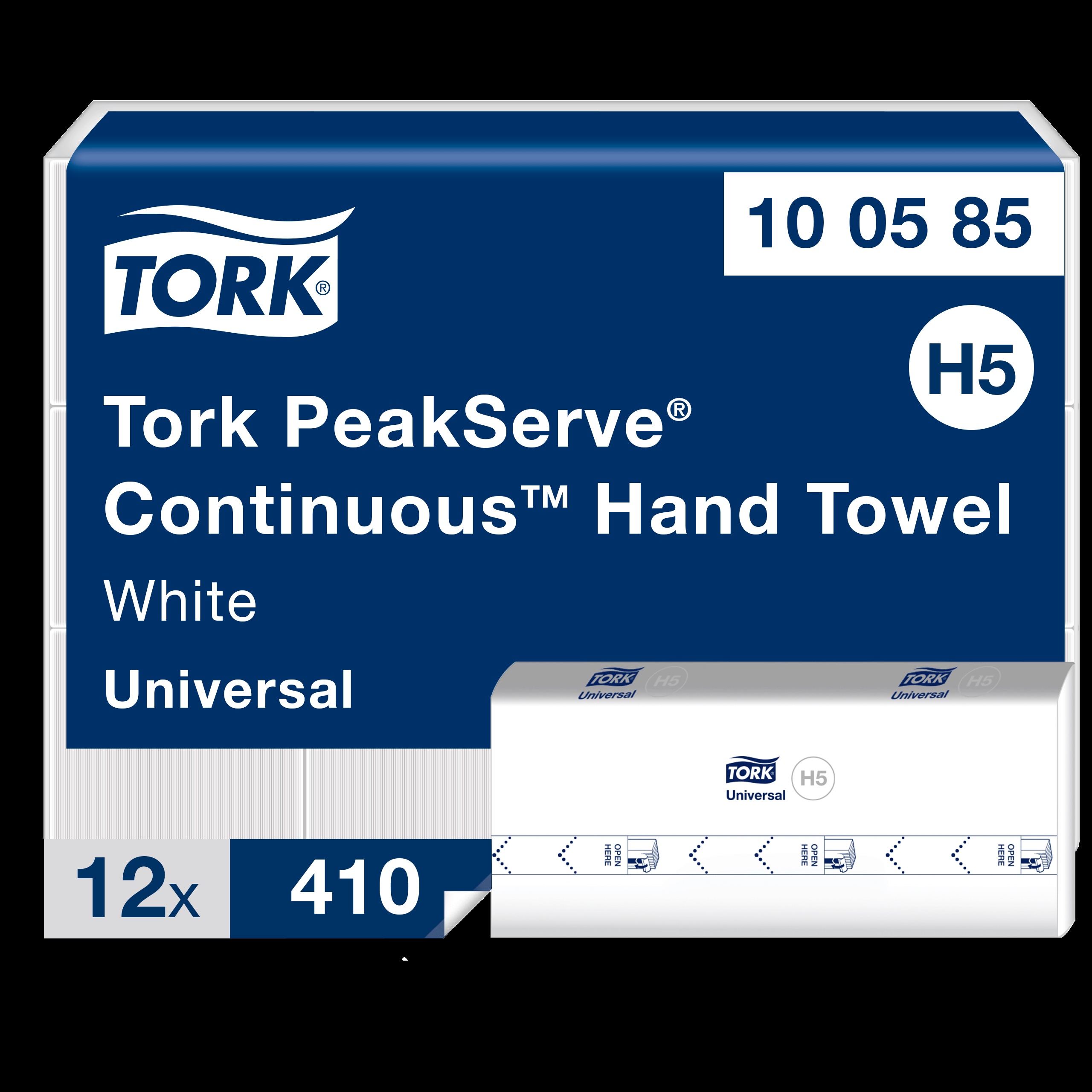Papierové uteráky PeakServe, 1-vr., H5, 20,1 x 22,5 cm, 12 x 410 ks = 4.920 ks útr., biele
