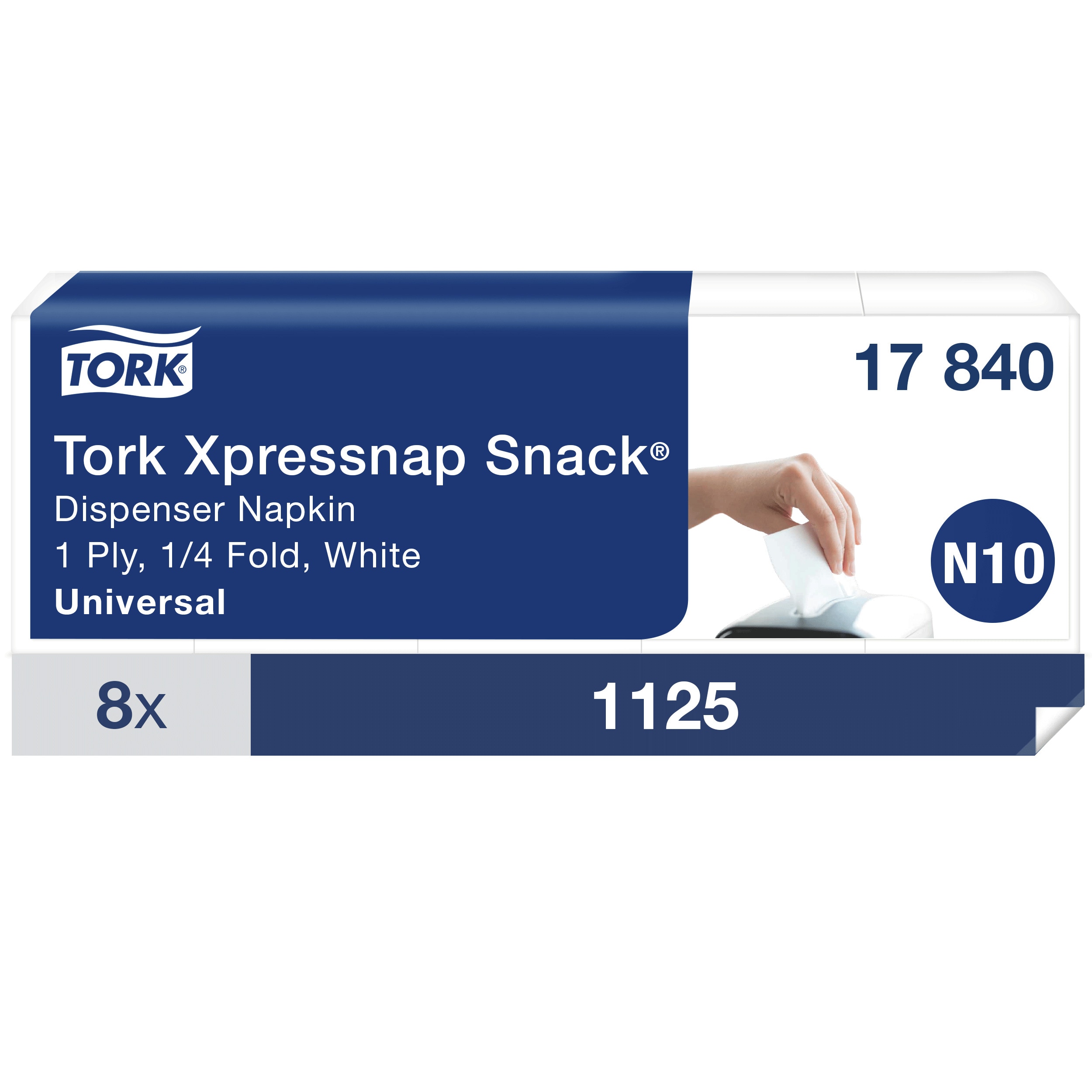 Obrúsky Tork Xpressnap Snack 21,6 x 21,6 / 5 x 225, 1-vr., zásobníkové N10, biele