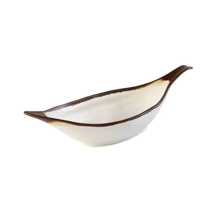 miska Crocker 42x14x9, 5 cm biela, hnedý okraj, melamín