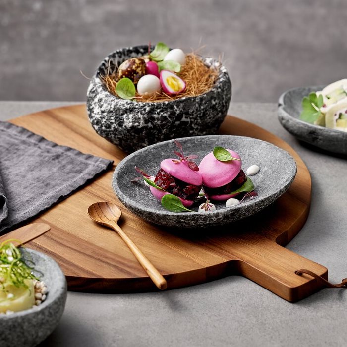 Playground doska servírovacia okrúhla agát 35 cm s rukoväťou