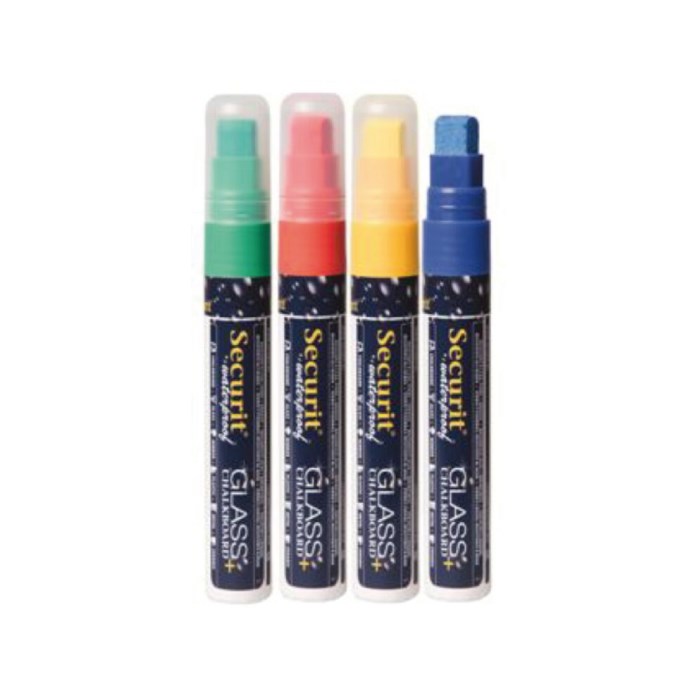 popisovač na tabule voděodolný střední 2-6mm, sada 4ks (červená, zelená, žlutá, modrá)