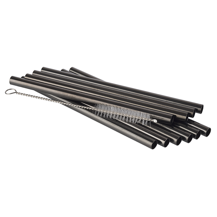 straws gunmetal-look 8 mm/ 15 cm