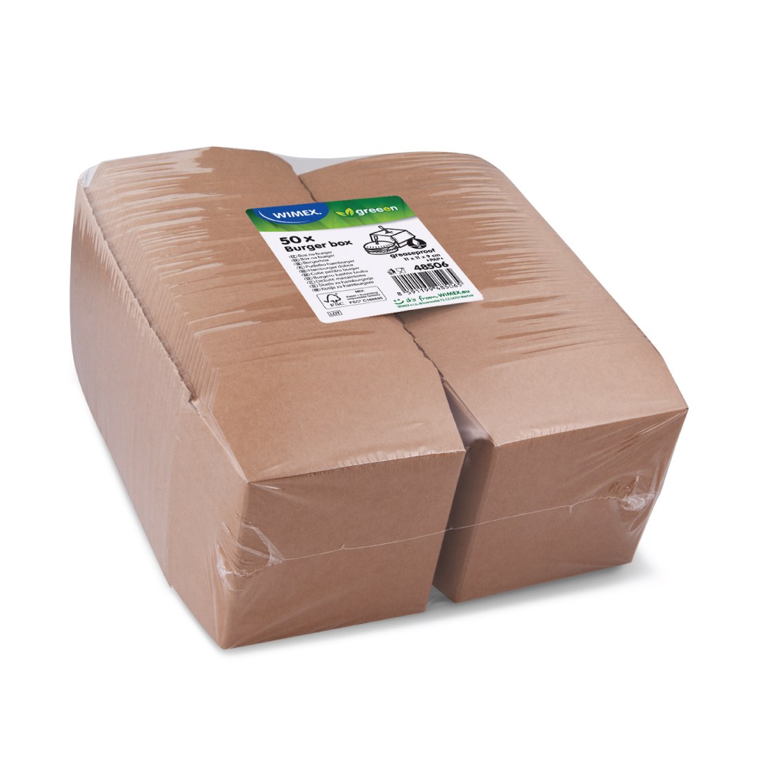 box na hamburger hnedý 110x110x90 mm nepremastiteľný 50ks
