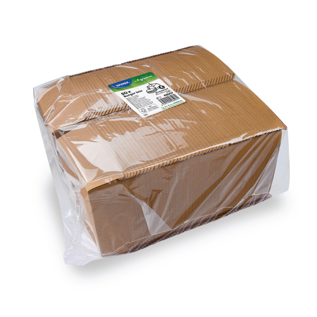 Box na hamburger, hnedý nepremastiteľný, 13,5 x 13,5 x 10cm / 50 ks