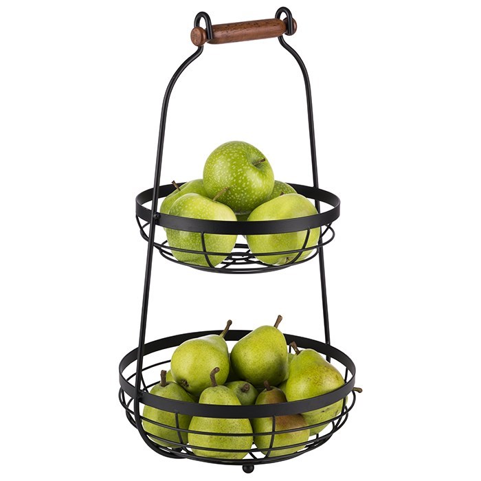 etažér 2 poschodia čierny, kôš 22 cm a 26 cm