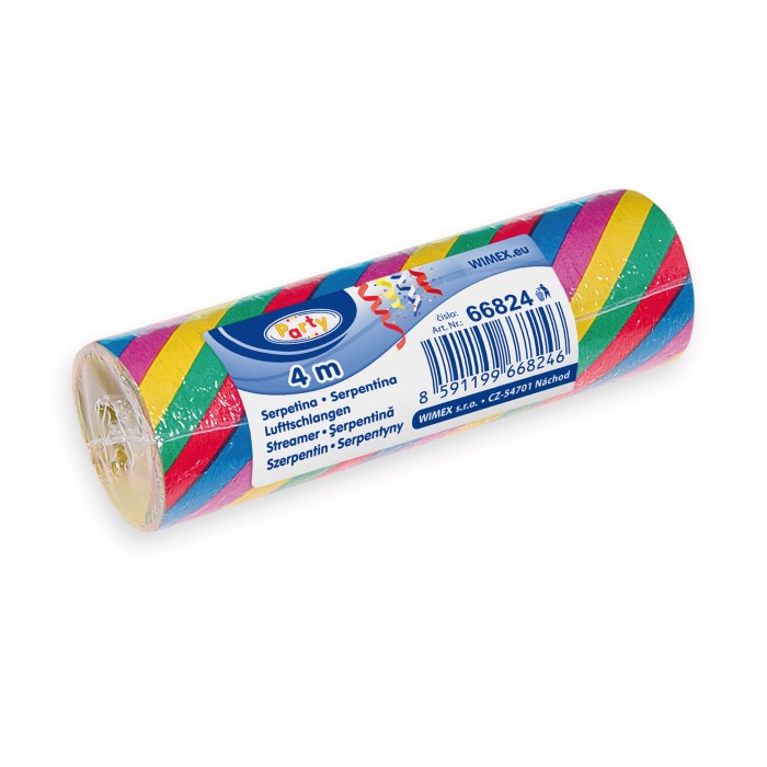 serpentíny farebné mix 4m/1 rolka