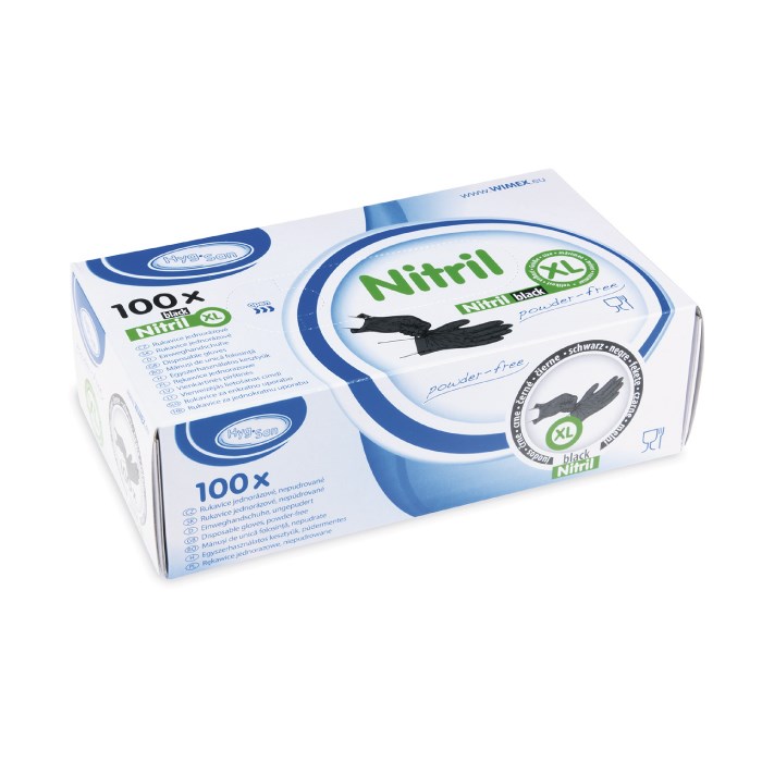 rukavice velikost XL 100 ks nitrilové černé, nepudrované