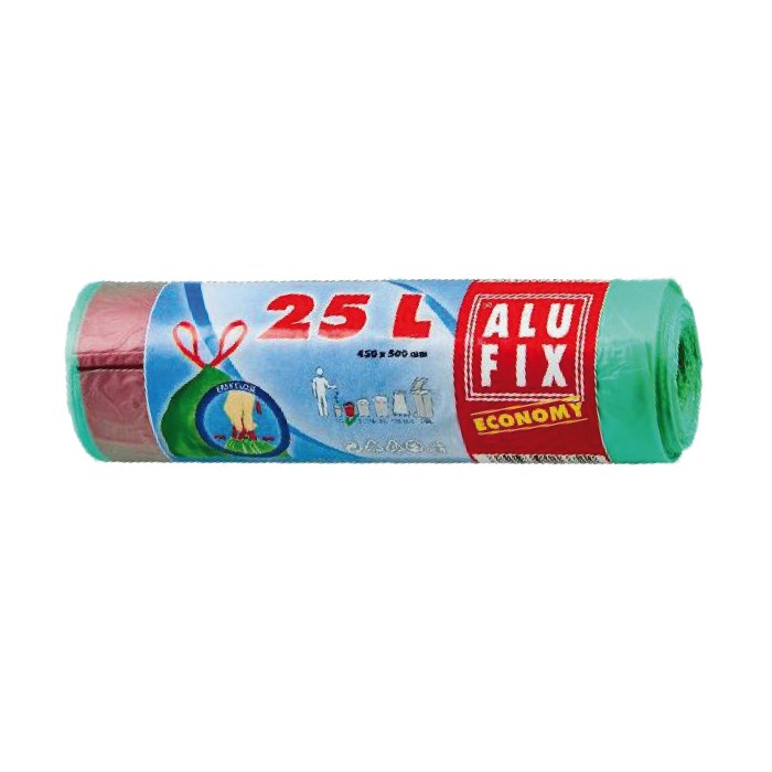 vrecia na odpadky 25l zelené 15ks zaťahovacie / 45x50cm HDPE 12 my