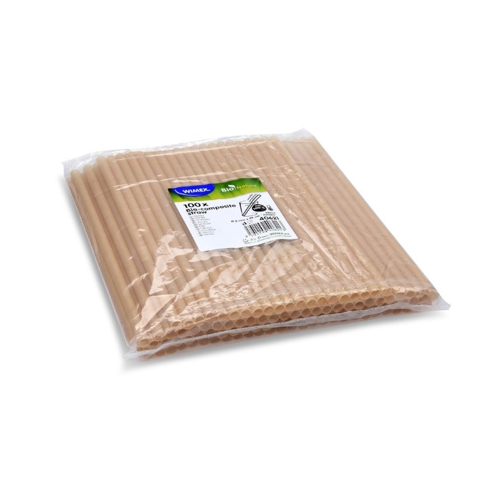 straws bio-composite JUMBO 25cm, O 8mm 100pcs brown