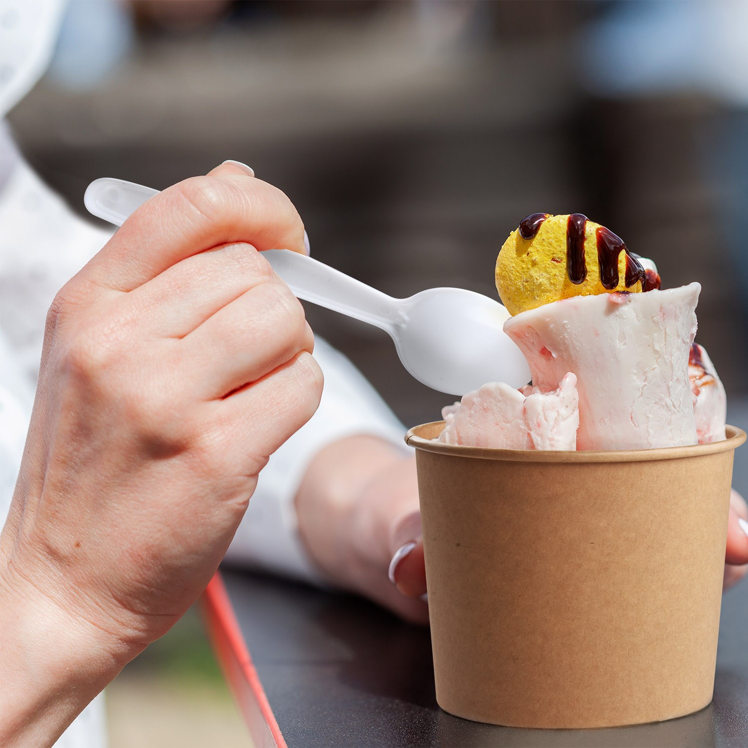 lyžička kávová PP biela 13 cm opakovane použiteľná 50 ks