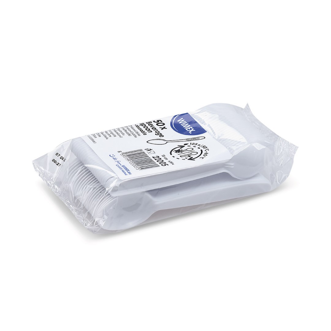 lyžička kávová PP biela 13 cm opakovane použiteľná 50 ks