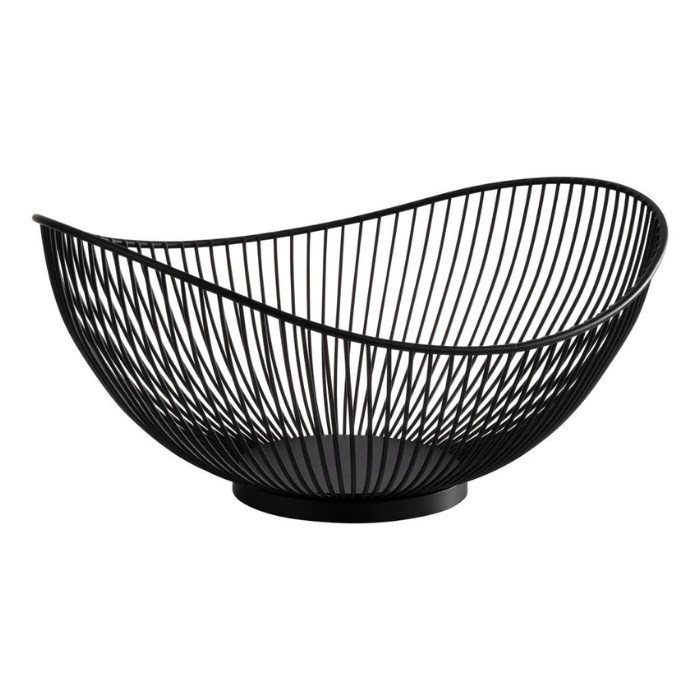 Basket SVART, 29.5 x 25.5 cm, oval, black metal