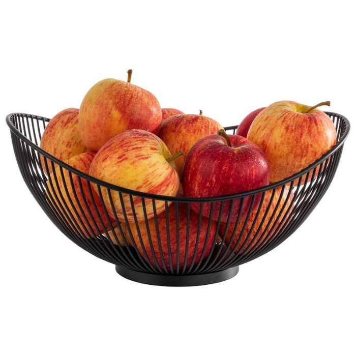Basket SVART, 29.5 x 25.5 cm, oval, black metal