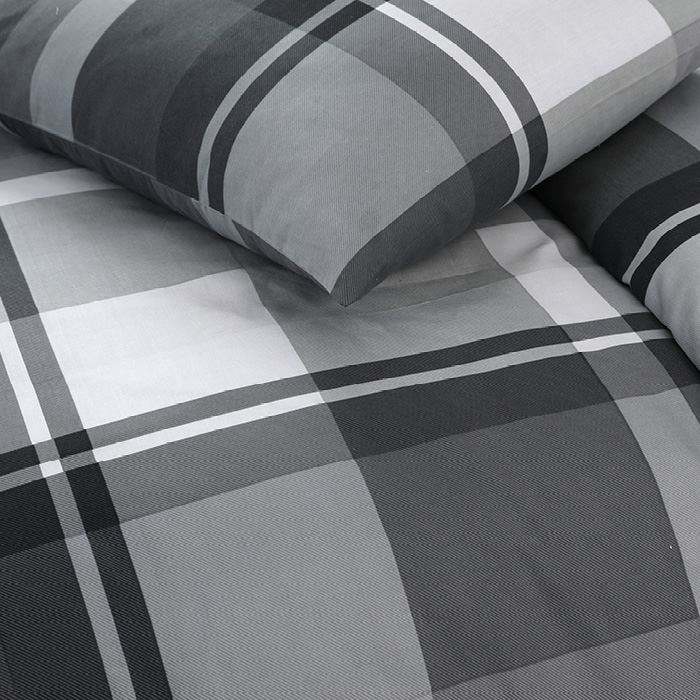 Posteľná súprava TRENDY čierno - šedé karo 140 x 200 + 70 x 90 cm