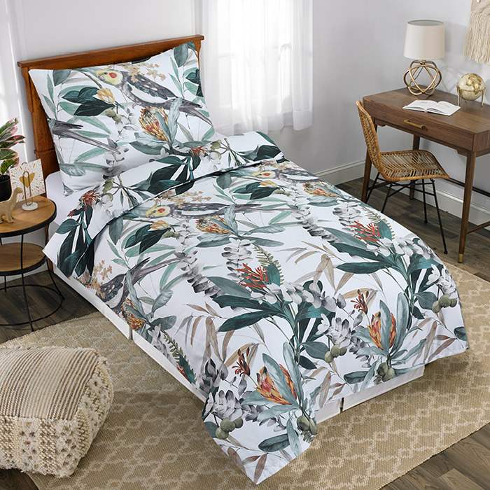 Posteľná súprava PREMIUM ORGANIC papagáje 140 x 200 + 70 x 90 cm