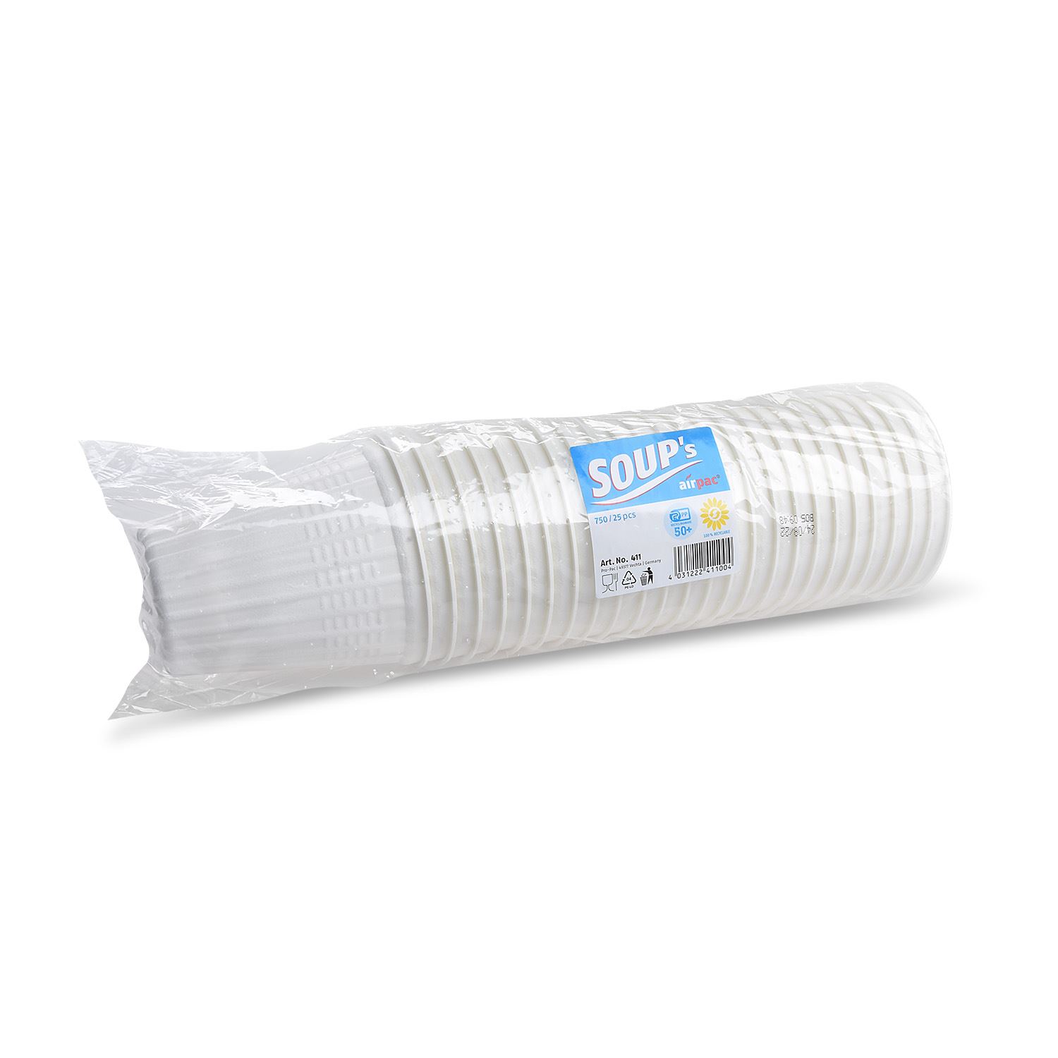 Termo miska &quot;airpac&quot;, guľatá, biela, (XPP), 750 ml, priemer 11,5 cm / 25 ks