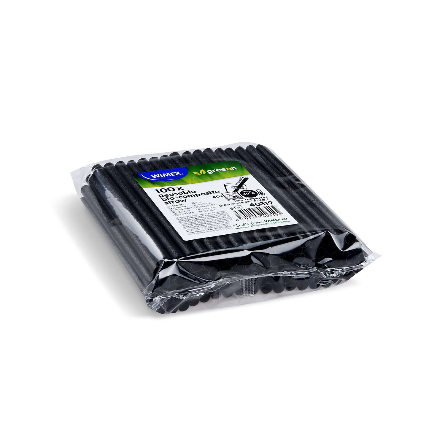 slamky JUMBO 14 cm, O 8 mm 100 ks čierna (bio-kompozit)