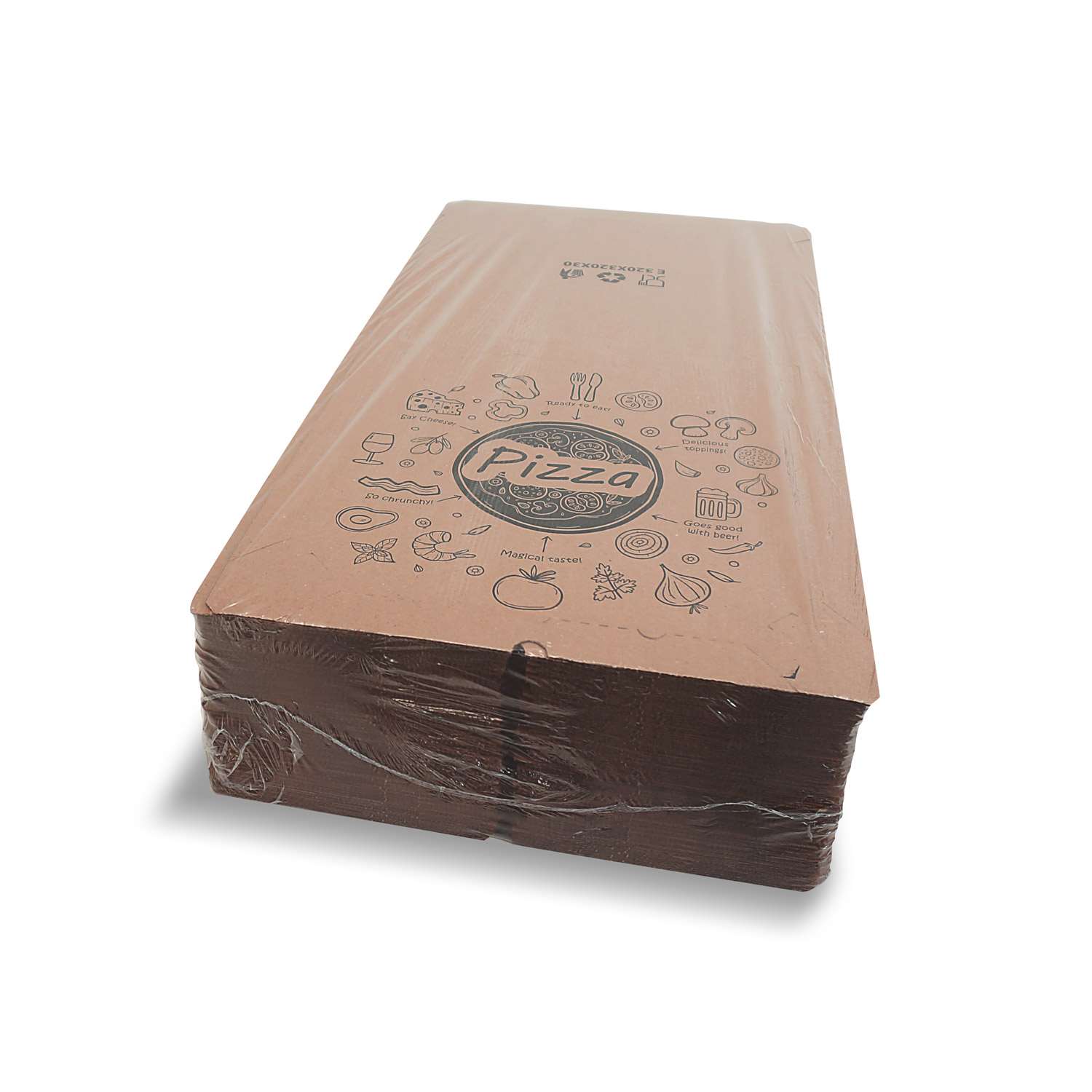 krabica na pizzu 32x32x3 cm kraft s potlačou 100 ks / vlnitá lepenka