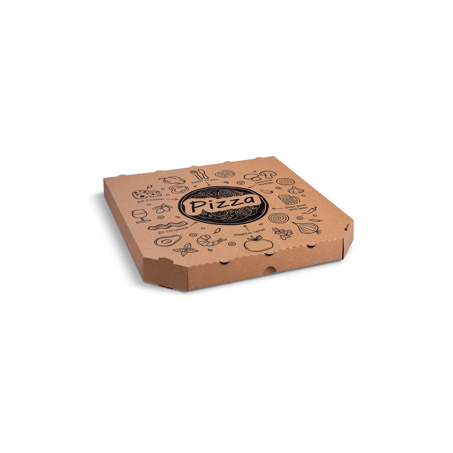 krabica na pizzu 32x32x3 cm kraft s potlačou 100 ks / vlnitá lepenka