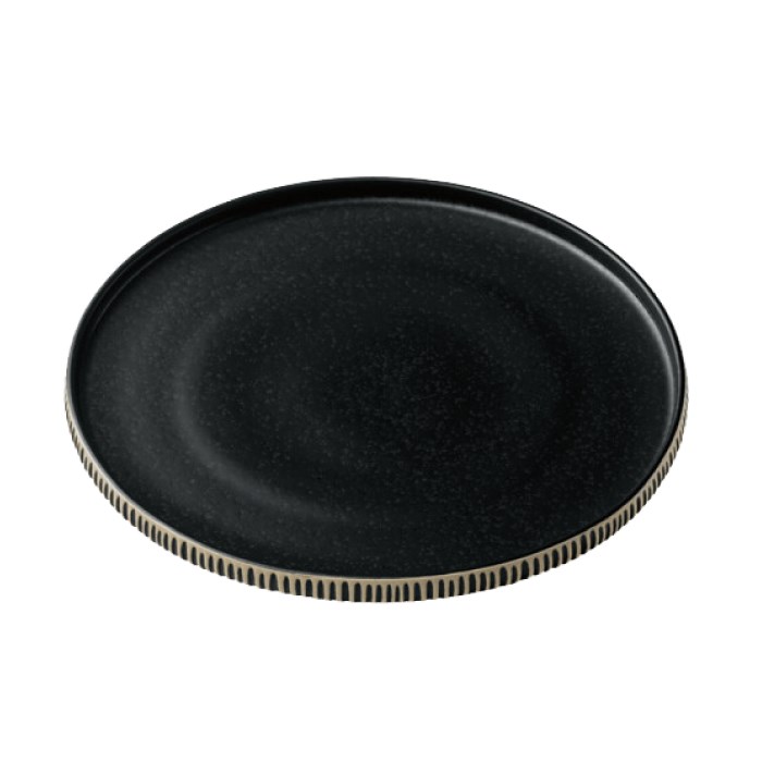 Nara Plate round flat high rim relief black/white 27cm