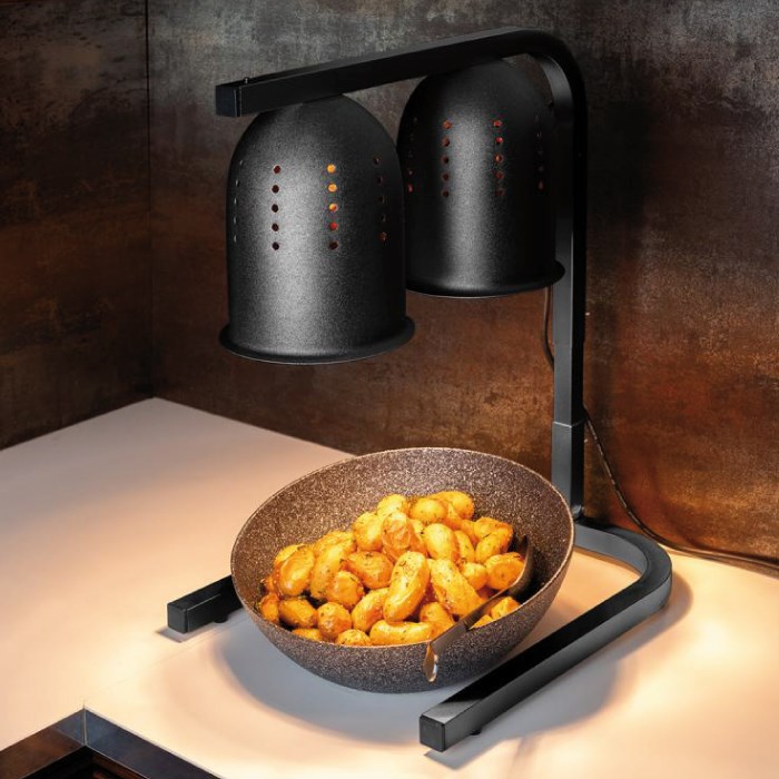 Ohrevná lampa dvojitá, čierny kov