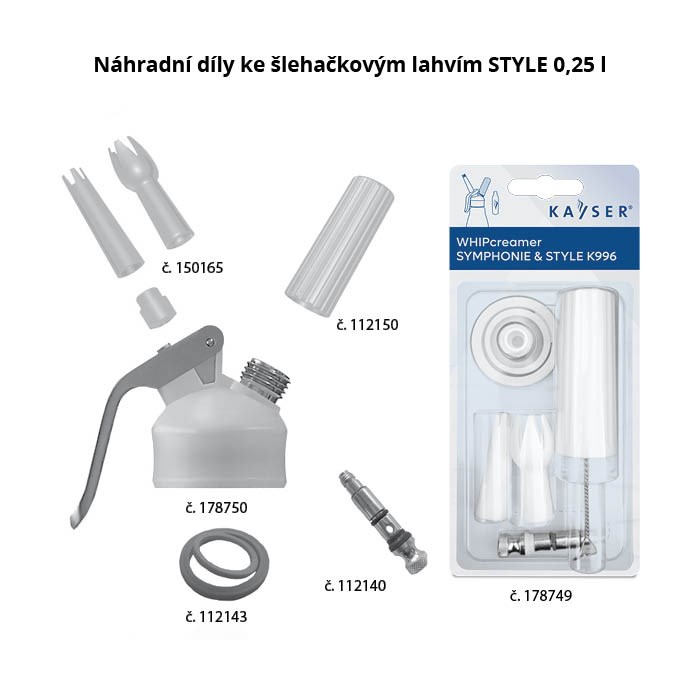 láhev šlehačková 0,25 l STYLE nerez/plast