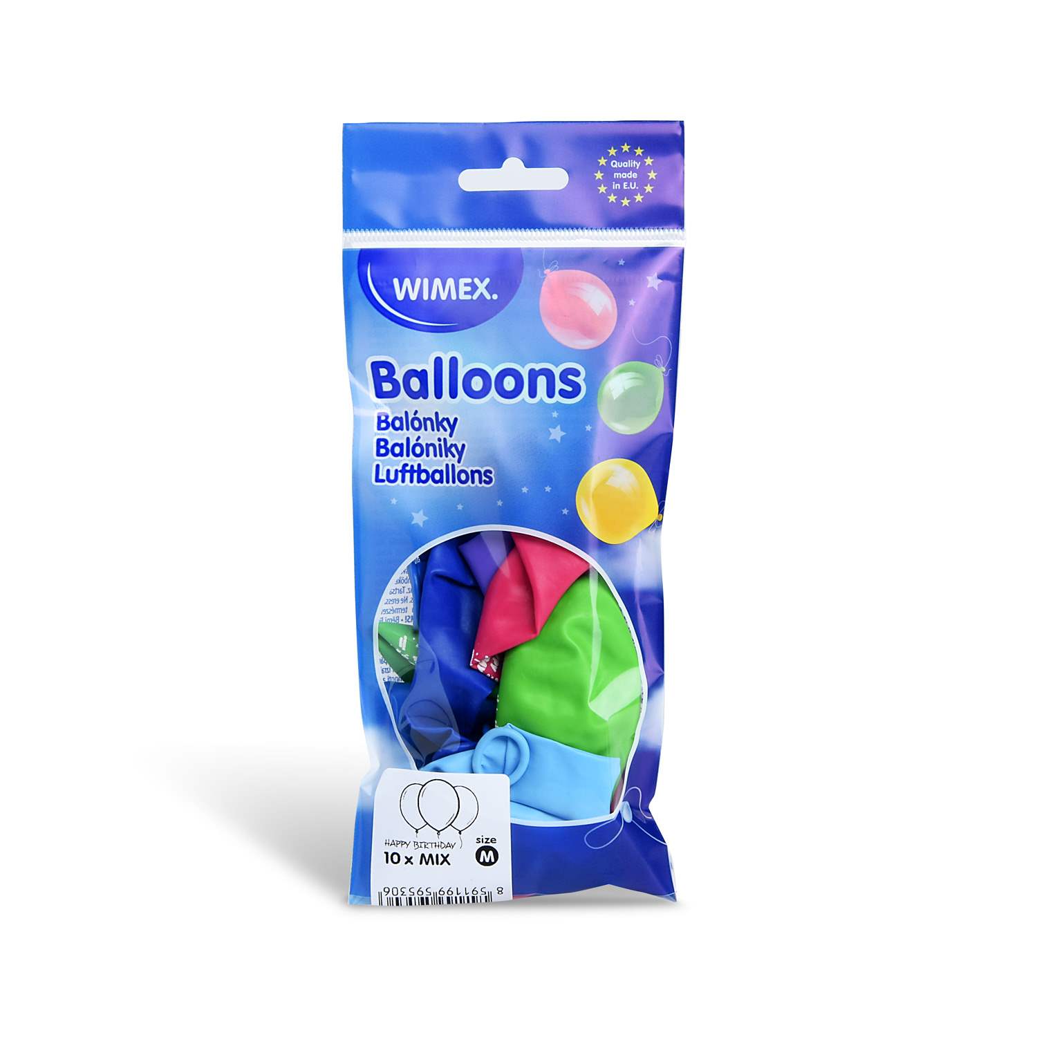balloons M 10 pcs HAPPY BIRTHDAY colour mix