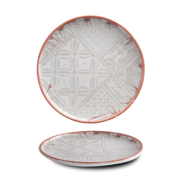 Plytký tanier OPTIMO, 20 cm, dekor Mosaic red rim