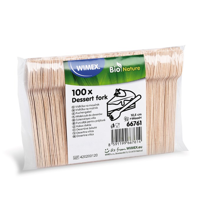 vidlička na moučník dřevěná 10,5 cm /100ks