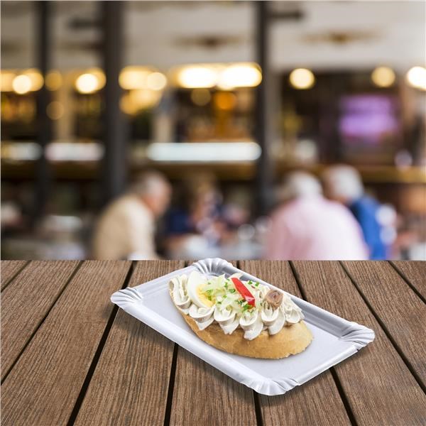 Papierová tácka 10 x 17 cm, biela, 100ks