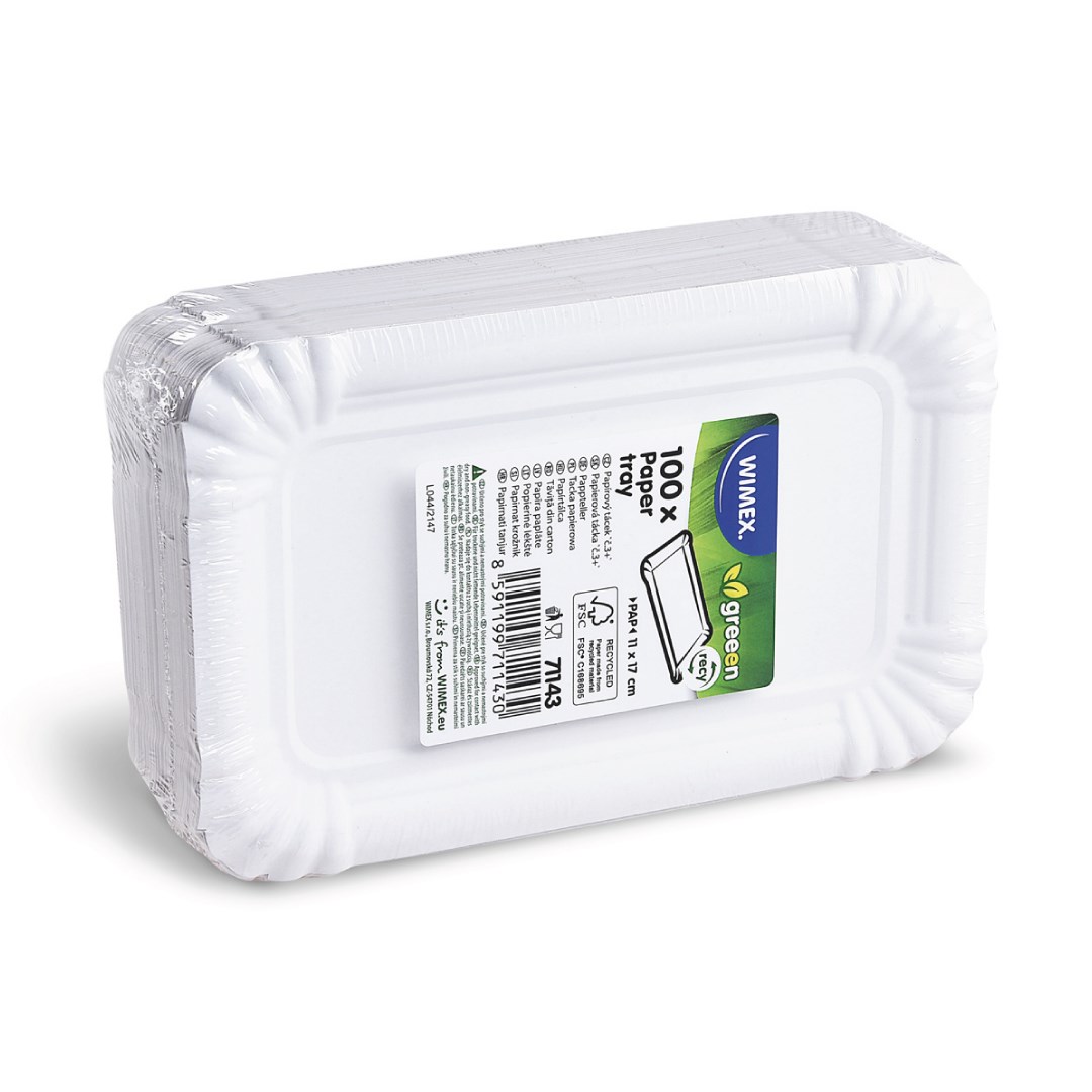 Papierová tácka 10 x 17 cm, biela, 100ks