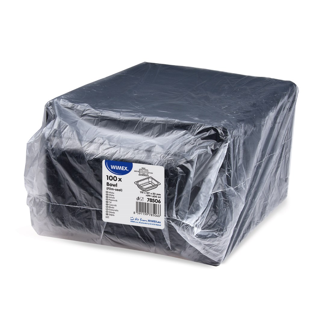 Zatavovacia miska, na polievkovú, čierna, 600 ml, 178 x 127 x 50 mm, (PP) 100 ks