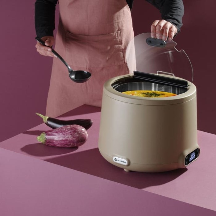 Hrniec na polievku UNIQ 8 l, elektrický so skleneným vekom, béžový