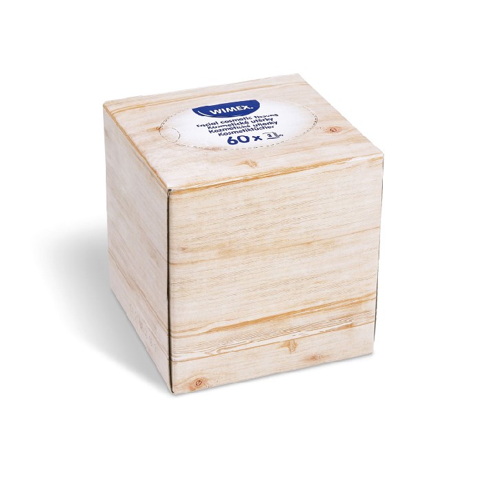 Kozmetické obrúsky, 3-vrstvové biele, 60 ks kocky