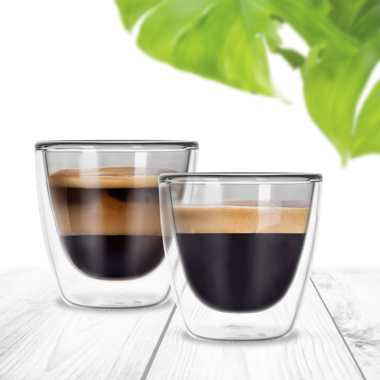Dvojstenný pohár DOUBLE espresso 0,11 l, sivá, sada 2ks