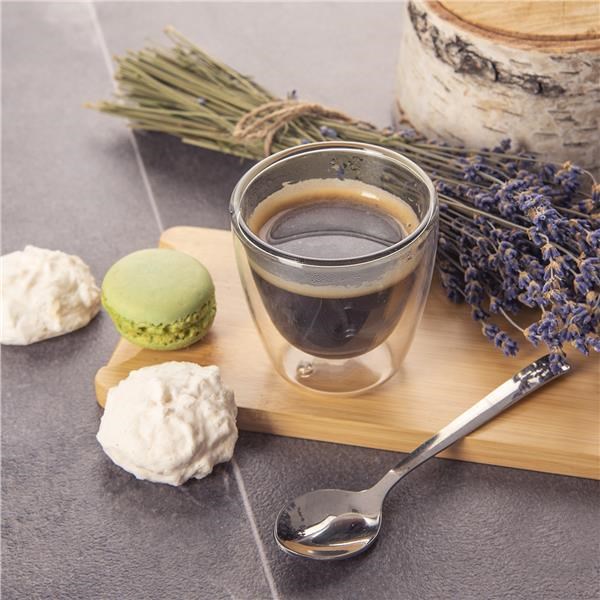 Dvojstenný pohár DOUBLE espresso 0,11 l, sivá, sada 2ks