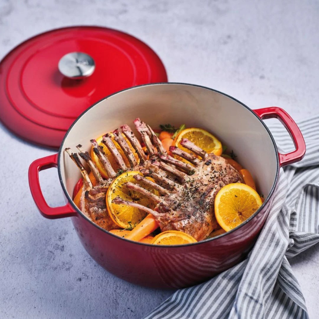 Liatinový hrniec s pokrievkou FONTESTIC traditional red, 28 x 13 cm