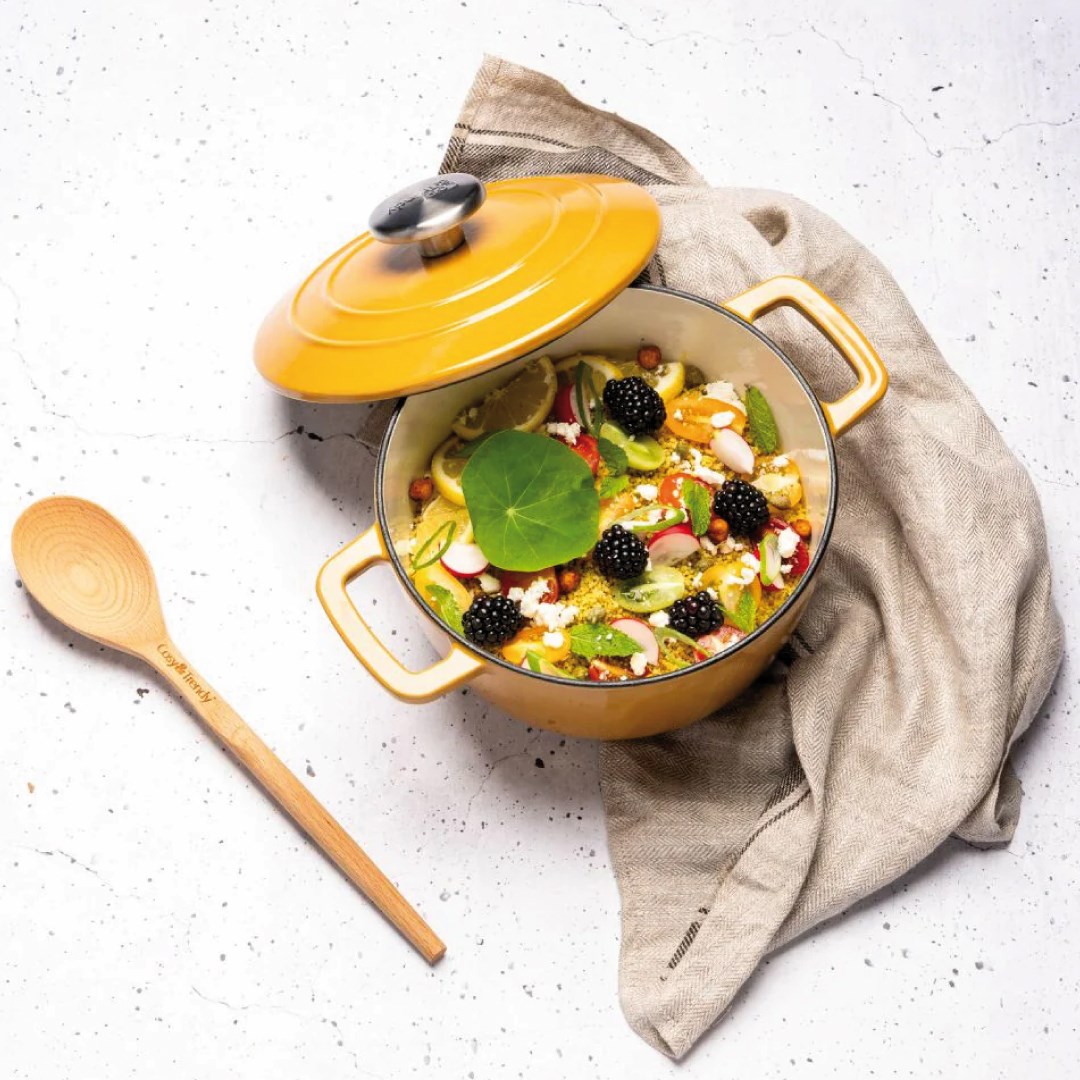 Liatinový hrniec s pokrievkou FONTESTIC amber gold, 20 cm x 10,5 cm, 2,7 l