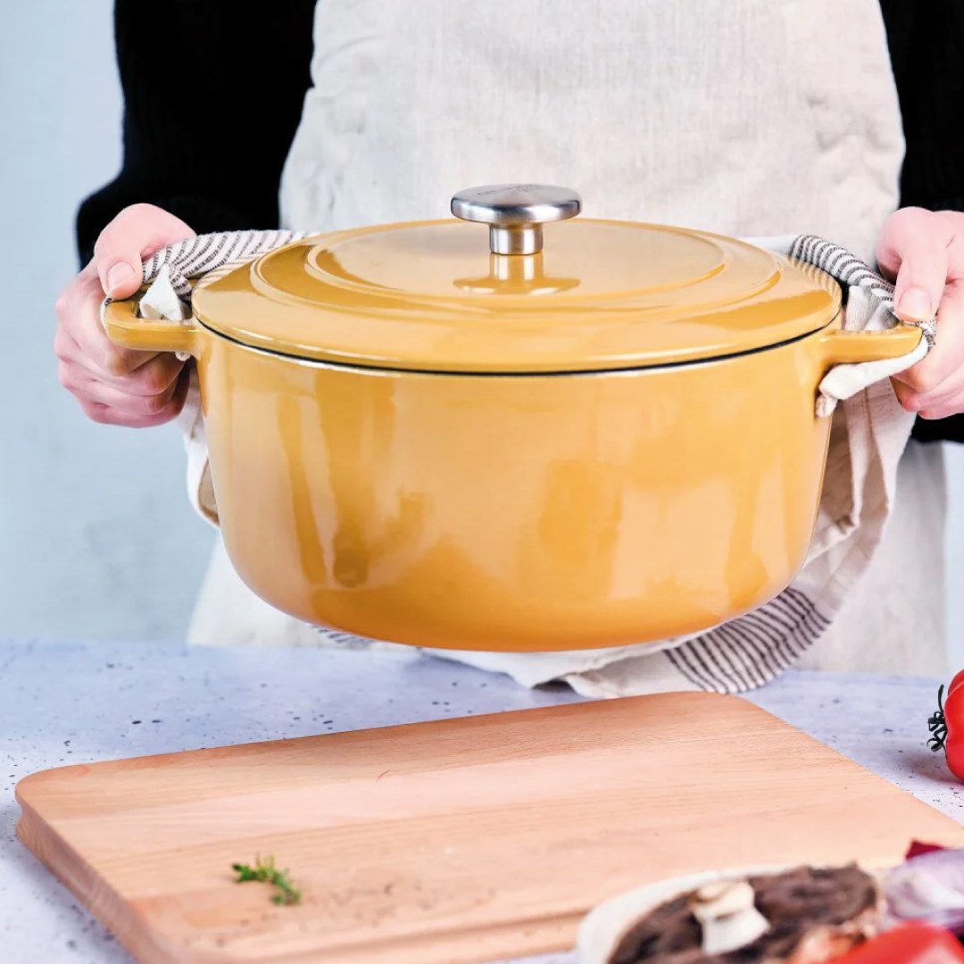 Liatinový hrniec s pokrievkou FONTESTIC amber gold, 20 cm x 10,5 cm, 2,7 l