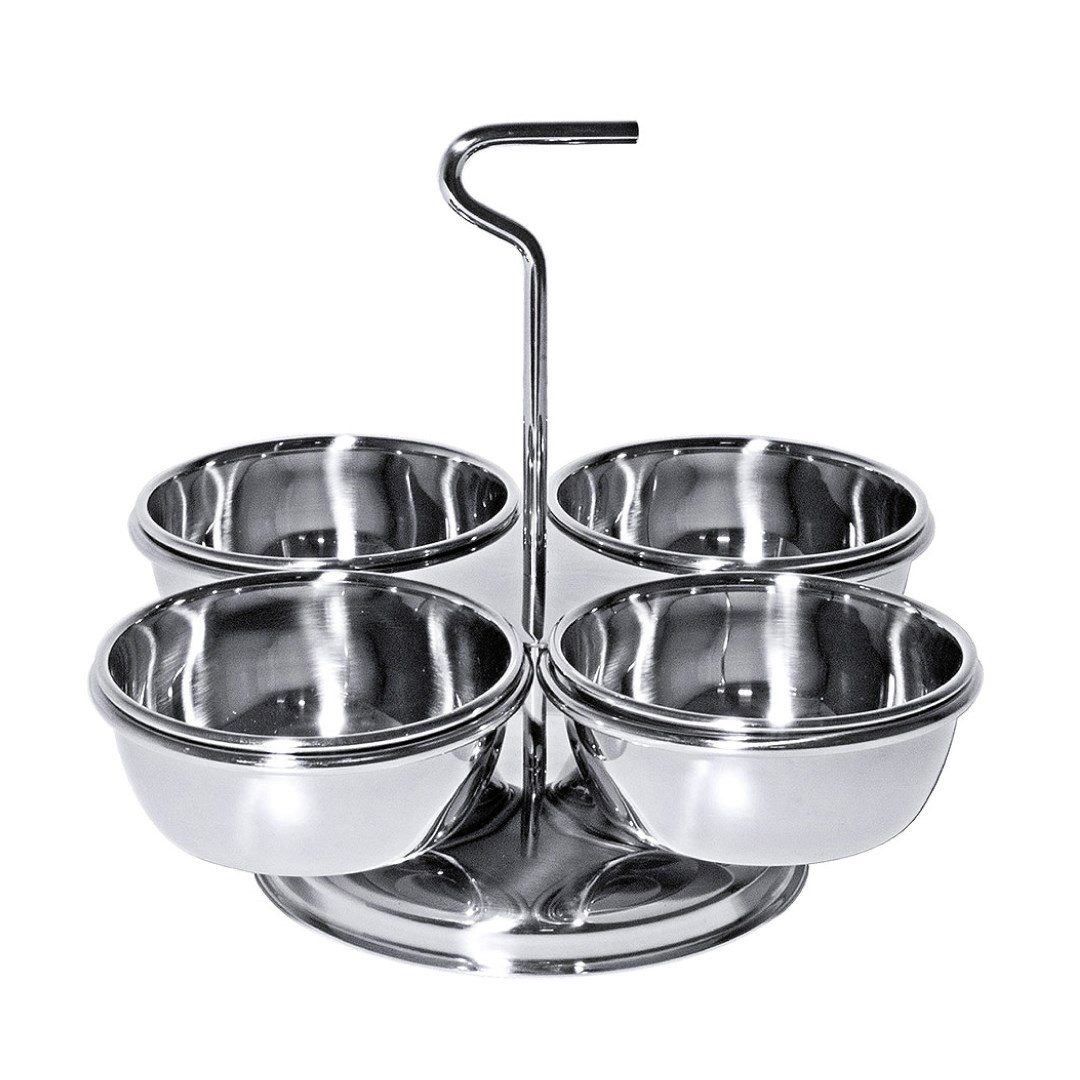 Etažér na omáčky/dipy, nerez 4ks