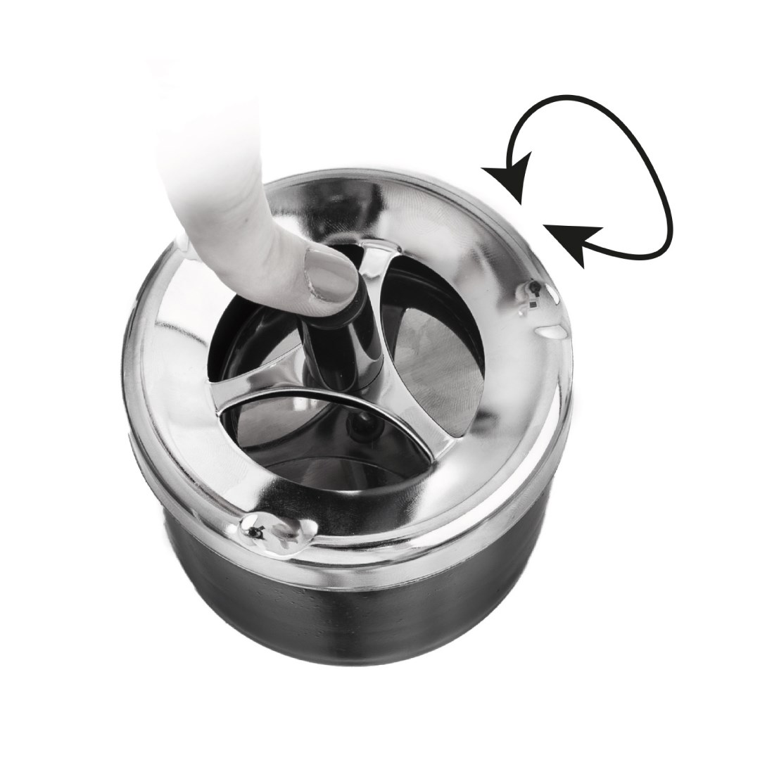 Popolník kov/plast Push pr. 9cm