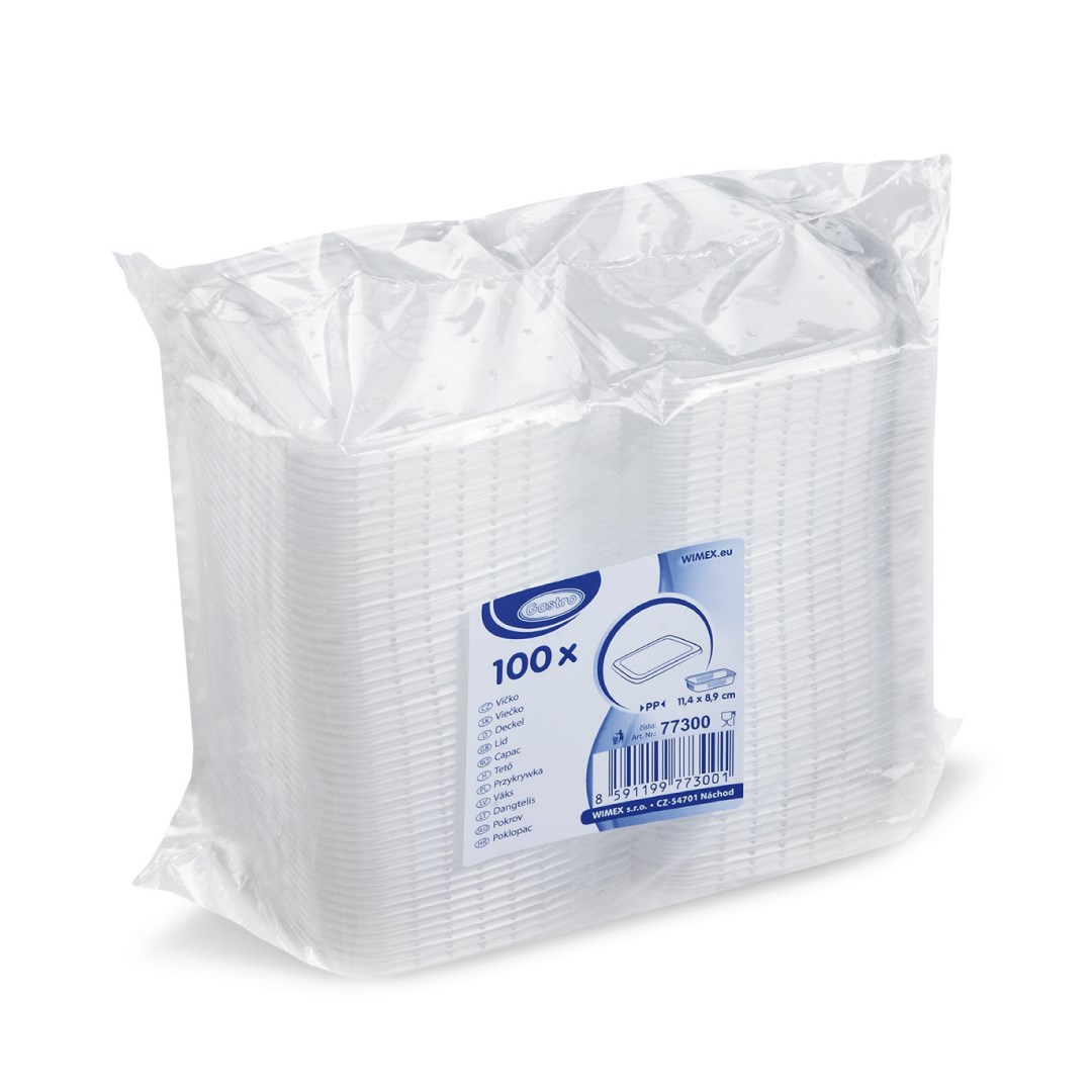 Hranaté priehľadné viečko 100 ks, PP