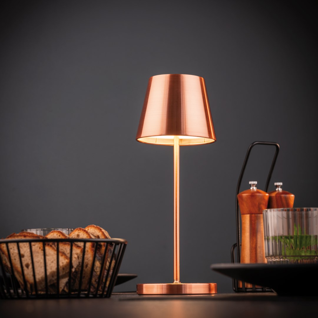 Stolová lampa MERLE meď, výška 30,5 cm